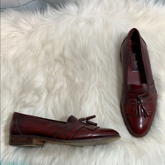 Mario Bruni Brown Brogue Tassel Loafer Sz 9 - Picture 1 of 6